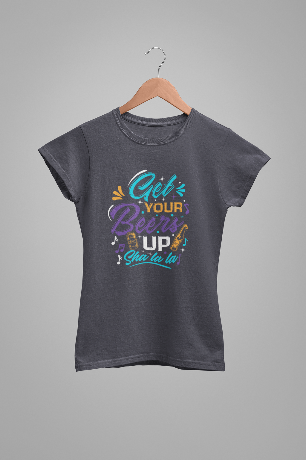 Get Your Beers Up T-Shirt - HEATHER GREY