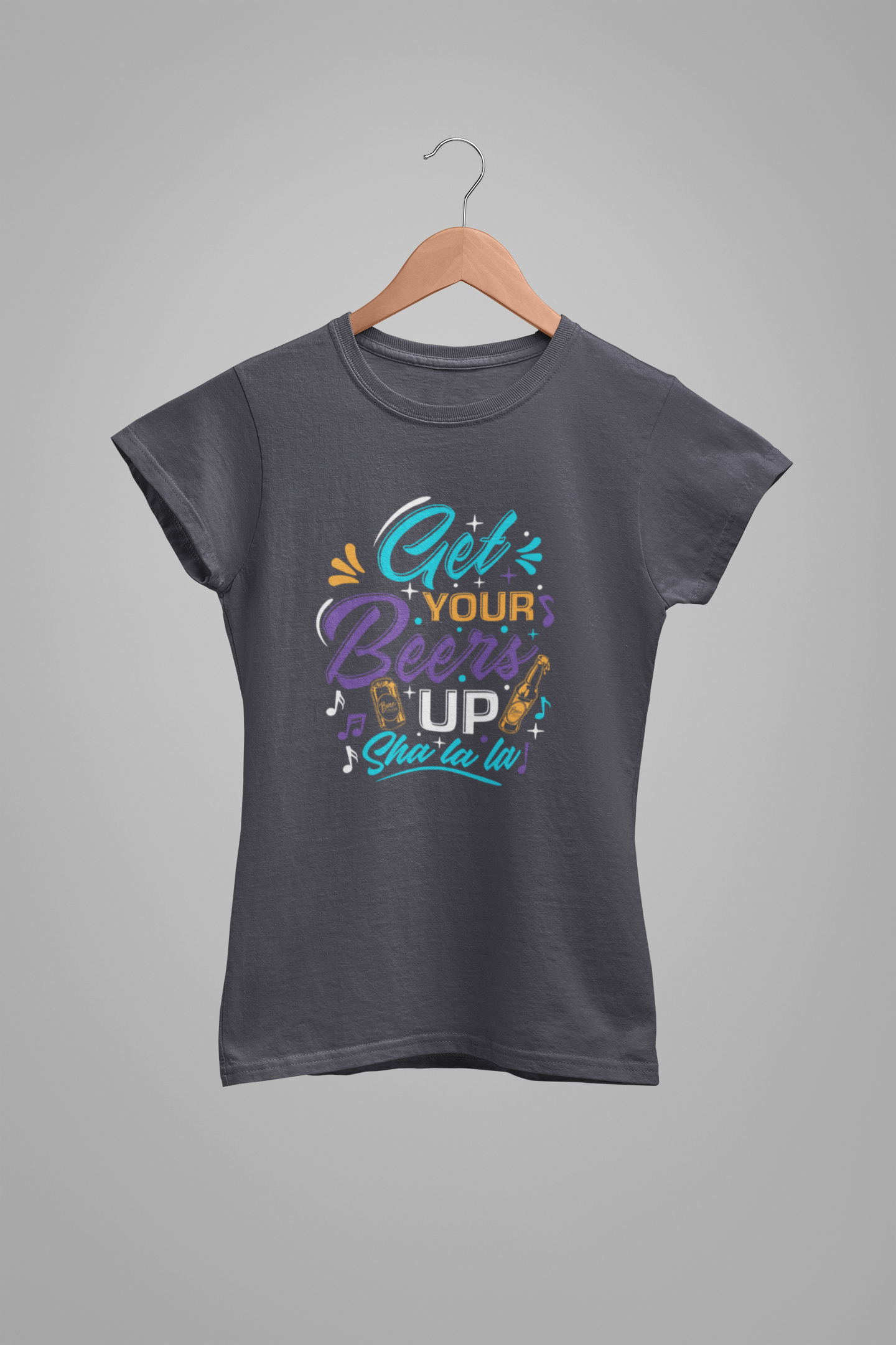 Get Your Beers Up T-Shirt - HEATHER GREY