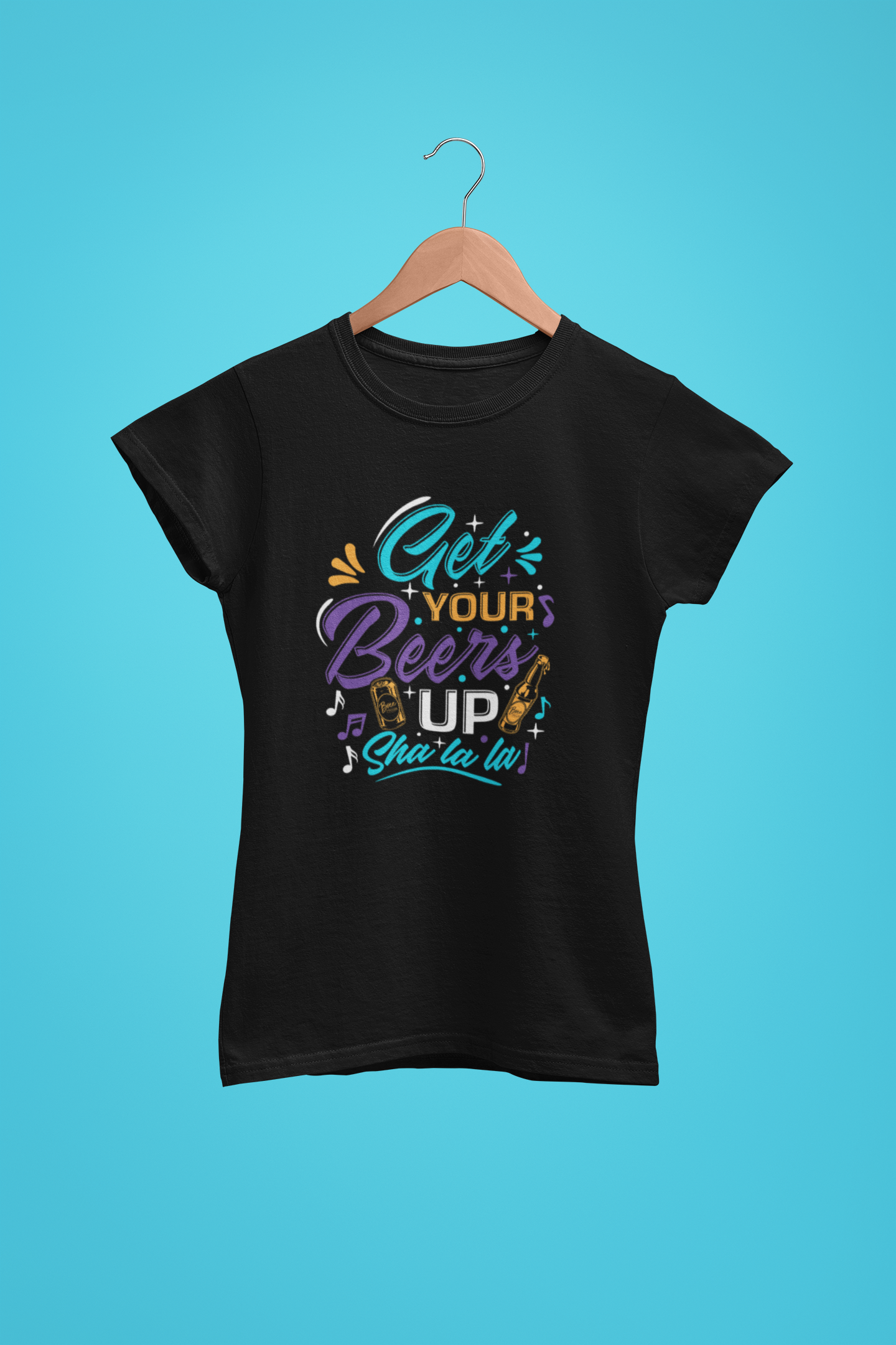 Get Your Beers Up T-Shirt - BLACK